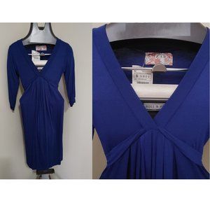 NWT ZARA OVER LAP DESIGN BLUE DRESS (US 6)